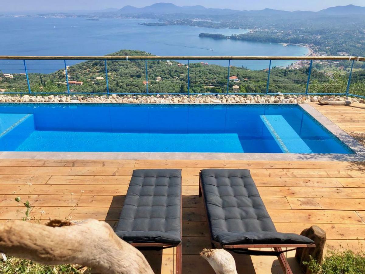 House Teigan Of Villa Intaba Breath Taking Sea Views Corfiot Riviera Corfu Island Greece With Pool Close To Ipsos Beach Pyrgi  Eksteriør bilde